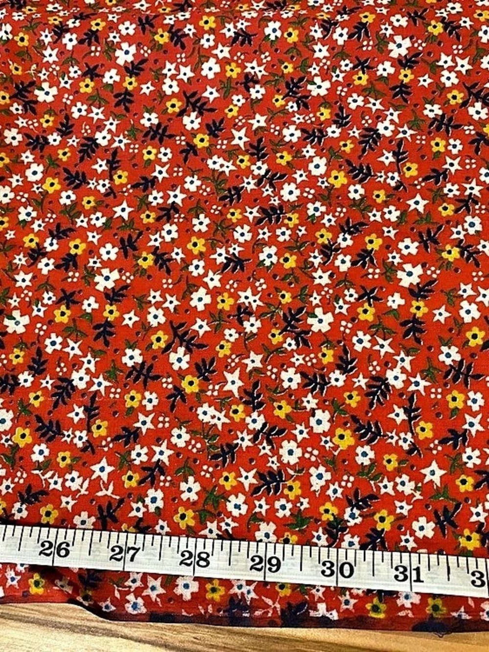 1970 vintage red disty floral fabric